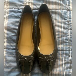J.Crew black leather ballet flats